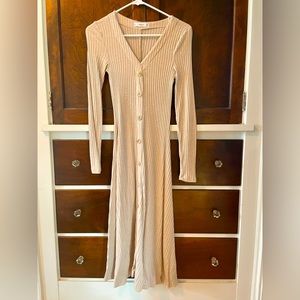 Mango ribbed sweater midi dress.